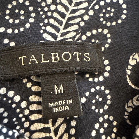 Talbots Floral Ruffle Button Up Shirt Blue Cottage Prairie Long Sleeve Size M - Picture 8 of 9